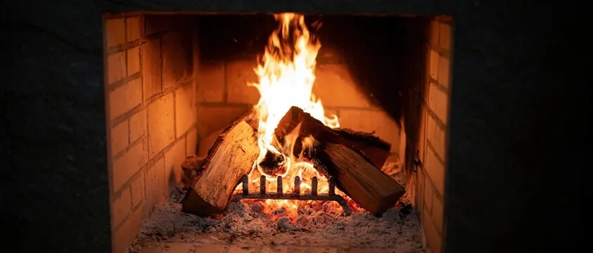 Fire burning in a freshly cleaned firebox